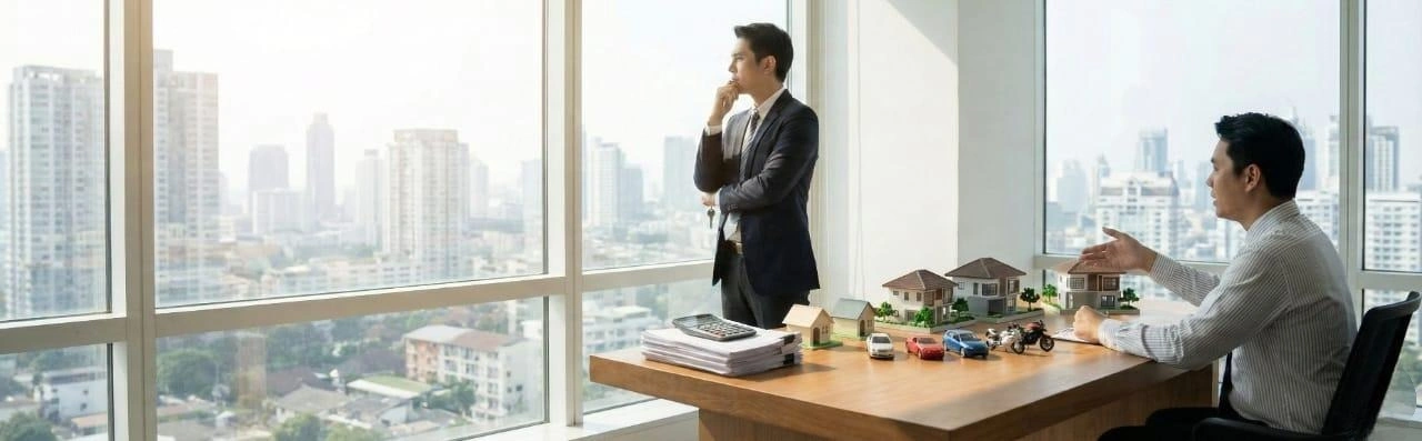 Duas pessoas em um escritorio no alto